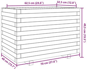 Vaso/floreira de jardim 70x40x49,5 cm madeira de pinho maciça