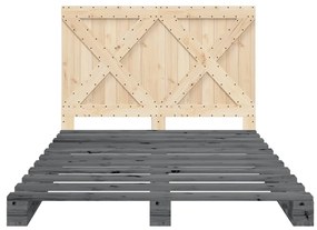 Estrutura de cama com cabeceira 140x200 cm pinho maciço cinza