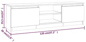 Móvel de TV 120x30x35,5 cm madeira processada carvalho fumado