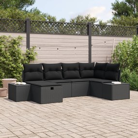 Conjunto de Sofá de Jardim de 6 Peças com Almofadas em Rattan Poliéste