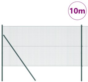 Conjunto de Poste de Cerca Conjunto de 2 Verde Metal 10 x 1 m