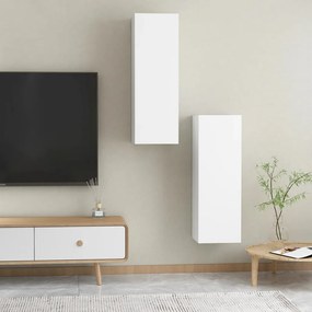 Móveis de TV 2 pcs 30,5x30x90 cm derivados de madeira branco