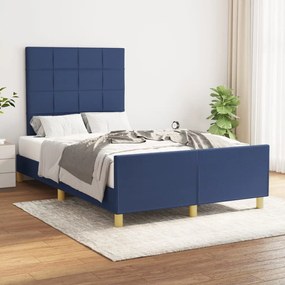 3125047 vidaXL Estrutura de cama c/ cabeceira 120x200 cm tecido azul