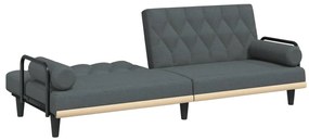 Sofá-cama com apoio de braços tecido cinzento-escuro