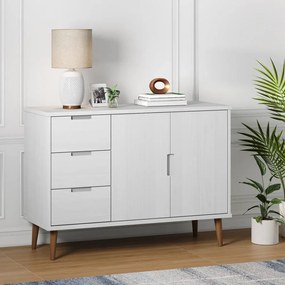 Aparador Eva em Pinho Maciço de 113 cm - Branco - Design Escandinavo