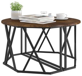 Mesa de Centro em Carvalho Fumado 80x80x42 cm Madeira de Engenharia