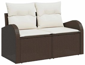 vidaXL Conjunto de Sofá de Jardim com almofada 5 pcs Marrom e Creme