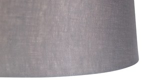 Candeeiro de suspensão com abajur de linho cinza escuro 35 cm - Blitz I aço Moderno