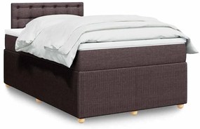 Cama boxspring com colchão 120x190 cm tecido castanho-escuro