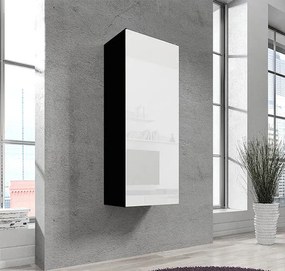Armário Suspenso Meruge – 40x126 cm – Preto e Branco com Porta Curva A