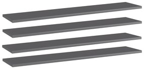 vidaXL Prateleiras estante 4pcs 100x20x1,5cm contrap. cinza brilhante