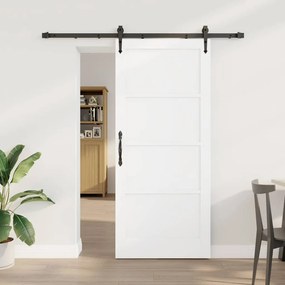 Porta Deslizante vidaXL com Conjunto de Ferragens Branca 78x202 cm Madeira Sólida de Pinheiro