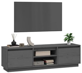 Móvel de TV 140x35x40 cm madeira de pinho maciça cinzento