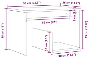 Mesa de Apoio vidaXL Preta em Madeira de Carvalho 59x36x38 cm