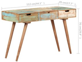 Toucador c/ espelho 112x45x76 cm madeira recuperada maciça