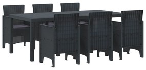 vidaXL Conjunto de Jantar para Jardim 7 pcs Antracite Rattan Polt