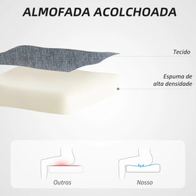 Cadeira de Escritório sem Apoio para os Braços Estofada em Linho Sintético com Altura Ajustável 53x43x85-93 cm Cinza