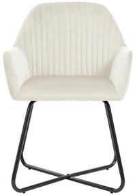 Cadeiras de jantar 2 pcs veludo cor creme