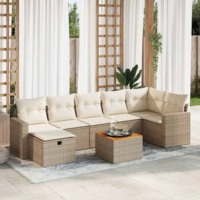 vidaXL 8 pcs conjunto de sofás p/ jardim com almofadões vime PE bege