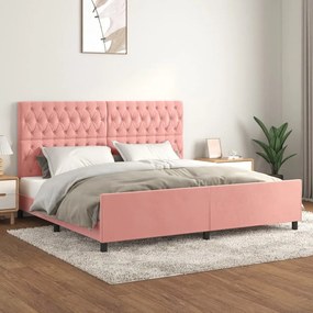 3125963 vidaXL Estrutura de cama c/ cabeceira 200x200 cm veludo rosa
