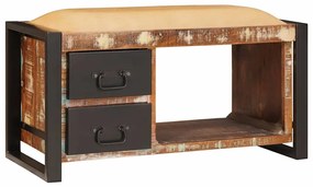 vidaXL Banco de arrumação Multicolor Madeira recuperada maciça