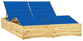 vidaXL Espreguiçadeira dupla c/ almofadões azul real pinho impregnado