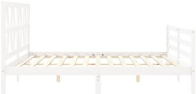 Estrutura de cama com cabeceira 200x200cm madeira maciça branco