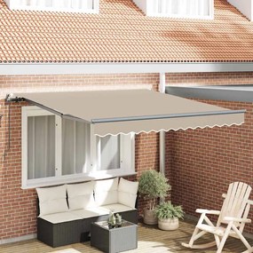 vidaXL Toldo Retrátil Manual Bege 350 x 250 cm Poliéster e Aço