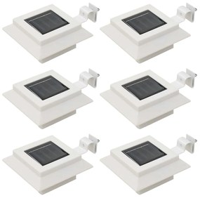 44469 vidaXL Candeeiro de exterior solar LED 6 pcs branco quadrado 12 cm
