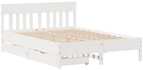 Cama sem colchão 140x190 cm madeira de pinho maciça branco