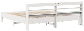 Cama sem colchão 200x200 cm madeira de pinho maciça branco