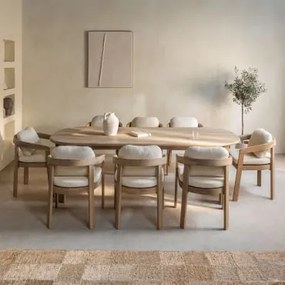 Conjunto De Mesa Retangular 240x100 Cm Em Madeira De Acácia E 8 Cadeiras De Jantar Em Madeira De Acácia Uleno Marrom Acácia Claro - Sklum