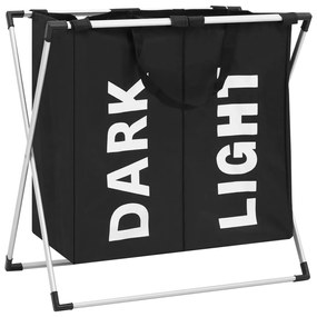 vidaXL Separador de roupa suja de 2 secções preto