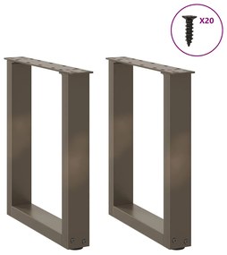 Pés para mesa de centro em formato de U, 2 peças, aço natural, 38 x (4