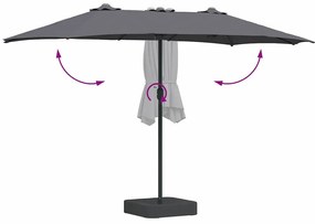 Guarda-sol de Jardim Antracite 385 x 209 x 244 cm tecido