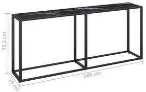 Mesa consola mármore preto 180x35x75,5 cm vidro temperado