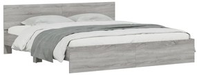 Estrutura de cama com cabeceira 200x200 cm cinzento sonoma