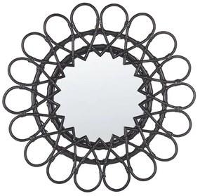 Espelho de parede em rattan preto ⌀ 60 cm BABAI Beliani
