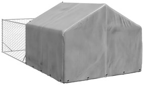 Canil exterior para cães com corredor 5x2x1,5 m aço galvanizado