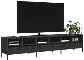 Móvel de TV 202x39x43,5 cm aço laminado a frio preto