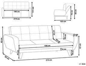 Sofá-cama com 3 lugares em tecido preto FLORLI Beliani