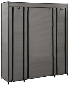 Roupeiro c/ compartimentos e varões 150x45x176 cm tecido cinza