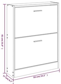 Sapateira 59x17x81 cm derivados de madeira branco brilhante
