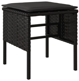 Conjunto de Jardim Yvel Preto - Sofá em L, 4 Bancos e Mesa de Jantar -