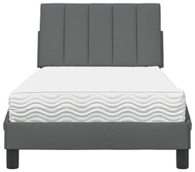 Cama com colchão 90x190 cm tecido cinzento-escuro