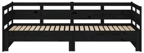 Sofá-cama de puxar pinho maciço preto 2x(80x200) cm