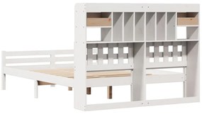 Cama com estante sem colchão 140x200 cm pinho maciço branco