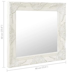 Espelho de parede estilo barroco 60x60 cm branco