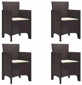 Cadeiras de Jardim 4 pcs Castanho 53 x 49 x 85 cm Plástico