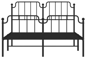 Estrutura de cama com cabeceira e pés 140x190 cm metal preto